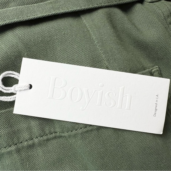 NWT BOYISH 90s Olive High Rise Belted Paperbag Waist Wide Leg Fray Hem Pants 26 - Picture 6 of 10